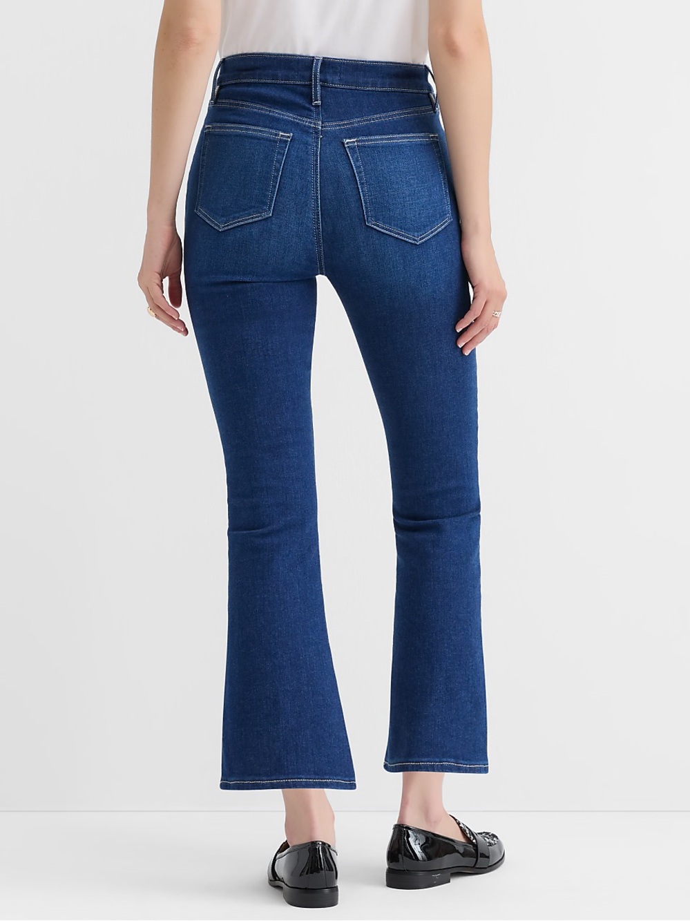 LOFT High Waist Kick Crop Denim Jeans Dark Blue Size 29 8 - Picture 2 of 7